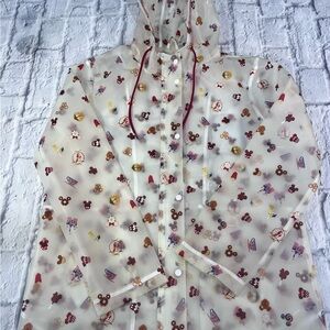 Disney Parks Mickey Snack Treats Tiki Castle Raincoat Hooded Zip Jacket M *flaw*